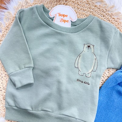 Conj. Casaco Urso Polar e Calça Jeans - Verde Olivia 